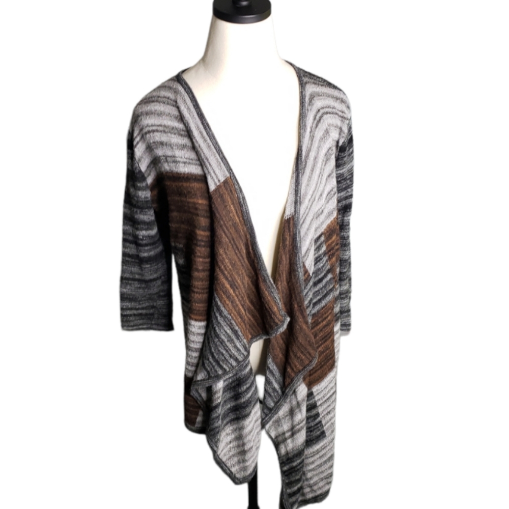 DONATE Drape front Longline Earth Tones Cardigan EUC M